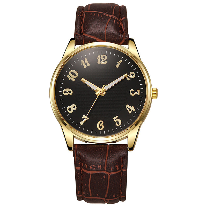 Quartz Mens Business-style Alloy Luminous Luxury Wristwatch With A Leather-band Feel
