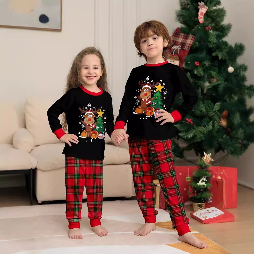 Cute Creative Christmas Deer Plaid Family Dress