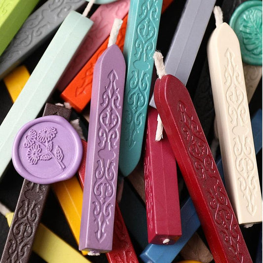 5pcs/set Wax Stick Vintage Engraving Design Colorful Candle Sealing Wax Sticks Seal Wax Sticks With Wicks Multi-Color Seal Wax for Wax Seal Stamp Square Style Sealing Wax With Wick Creative Fire Paint Sealing Wax