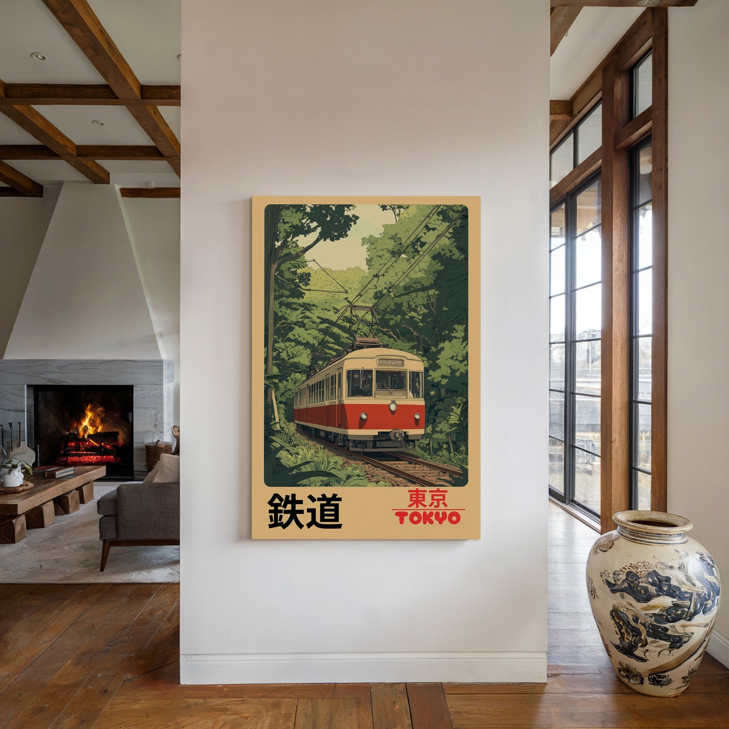 Affiche Rétro Chemin de Fer de Tokyo – Art Mural de Train Japonais, Impression de Voyage Vintage