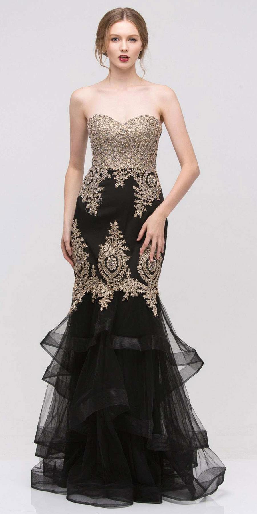 CLEARANCE - Eureka 6009 Strapless Embroidered Gown Layered Skirt (Size XL)