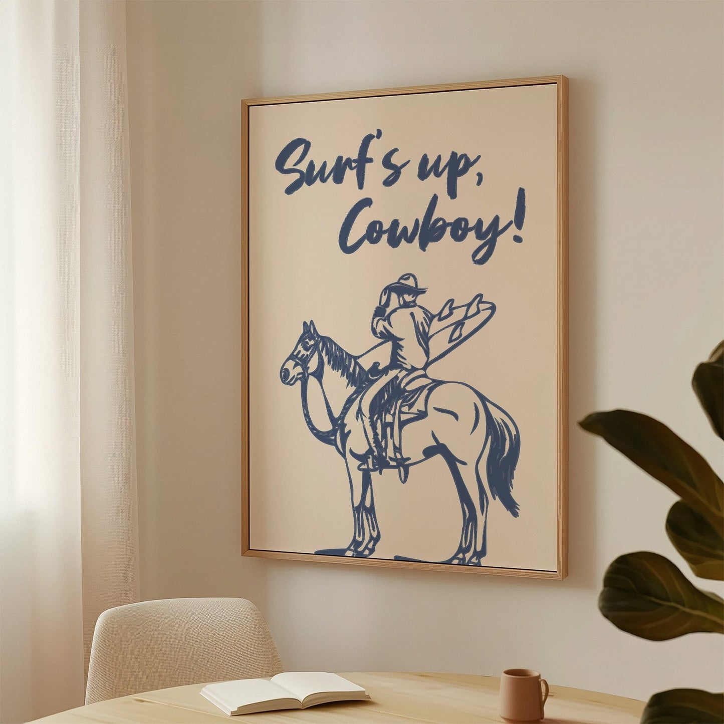 Surf's Up Cowboy – Art Mural Côtier Western