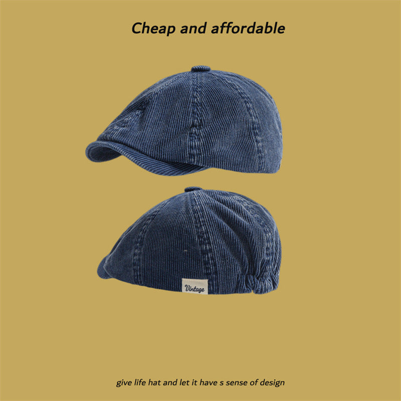 Corduroy Eight-panel Cap Men's Japanese Retro Literary