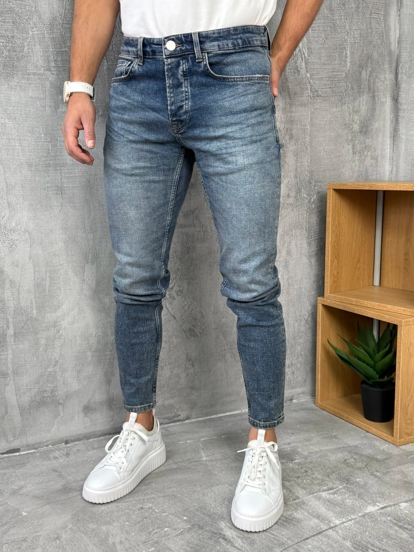 Mens American-Style Retro Slim-Fit Bootcut Jeans