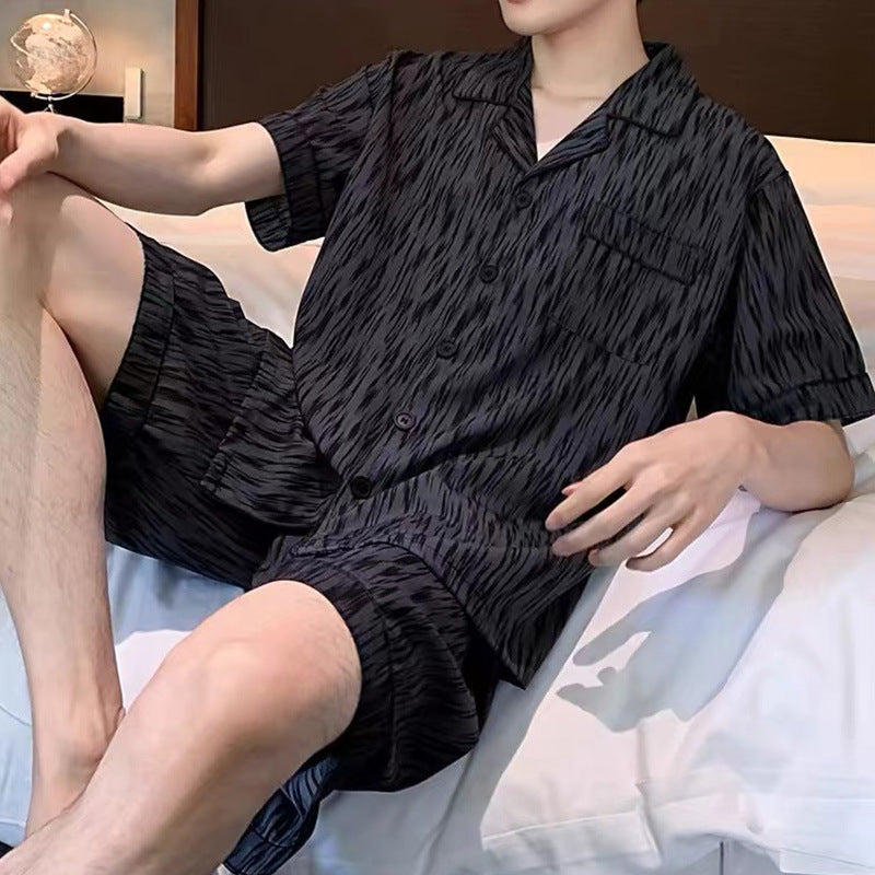 Mens And Boys Summer Black-striped Loungewear