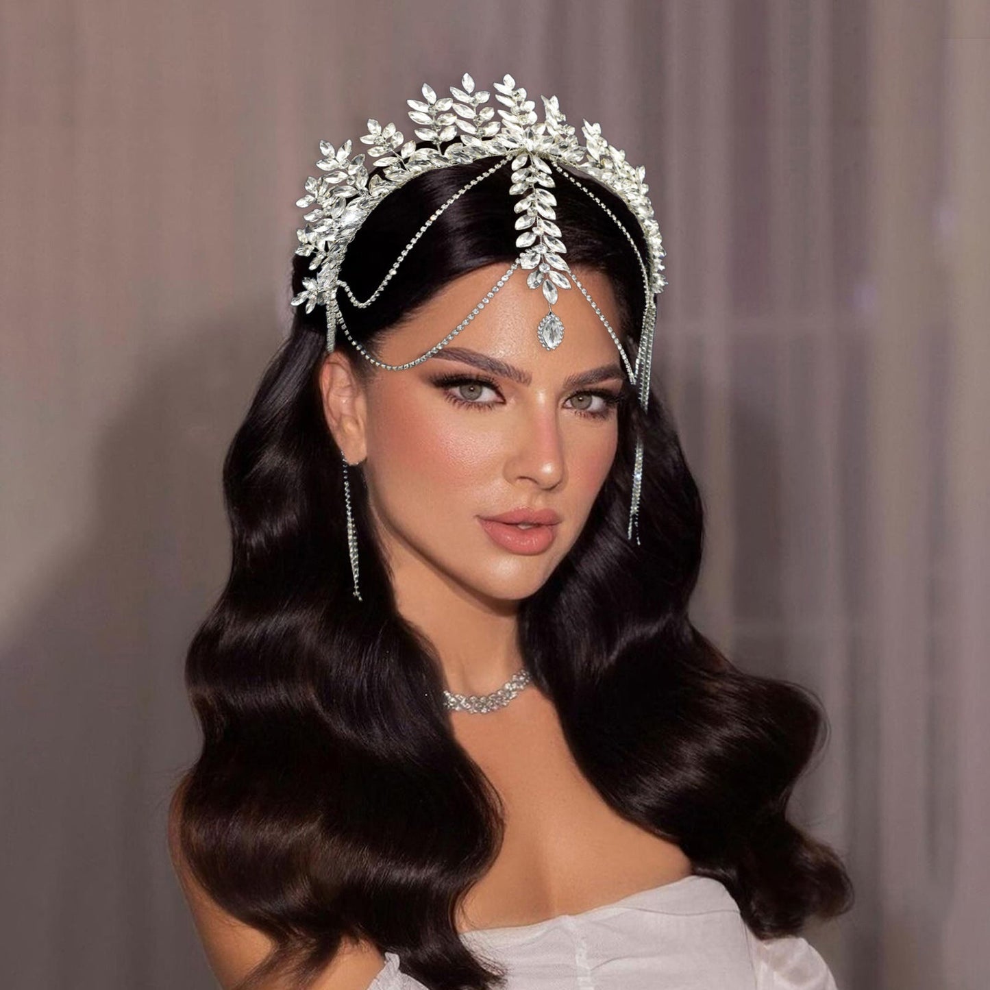 Bridal Rhinestone Wedding Gown Accessories Creative Hair-clipping Tassel Headband
