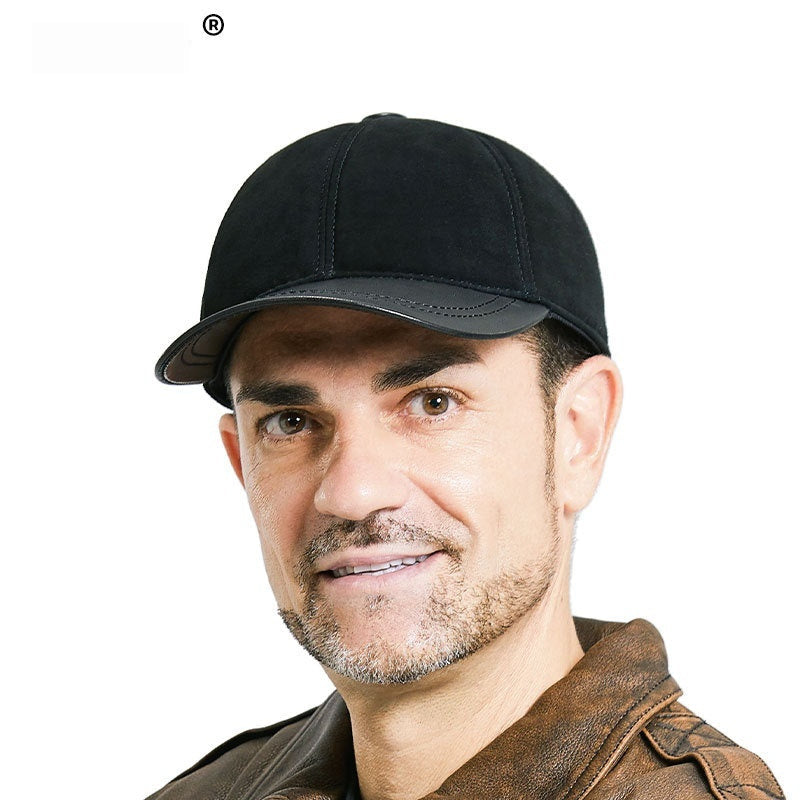 Men's Sheepskin Suede Baseball Cap For Middle-Aged And Elderly