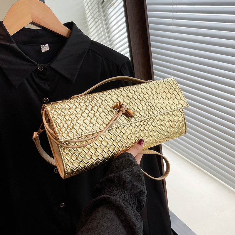 Womens Woven Soft Leather Shoulder Crossbody Bag