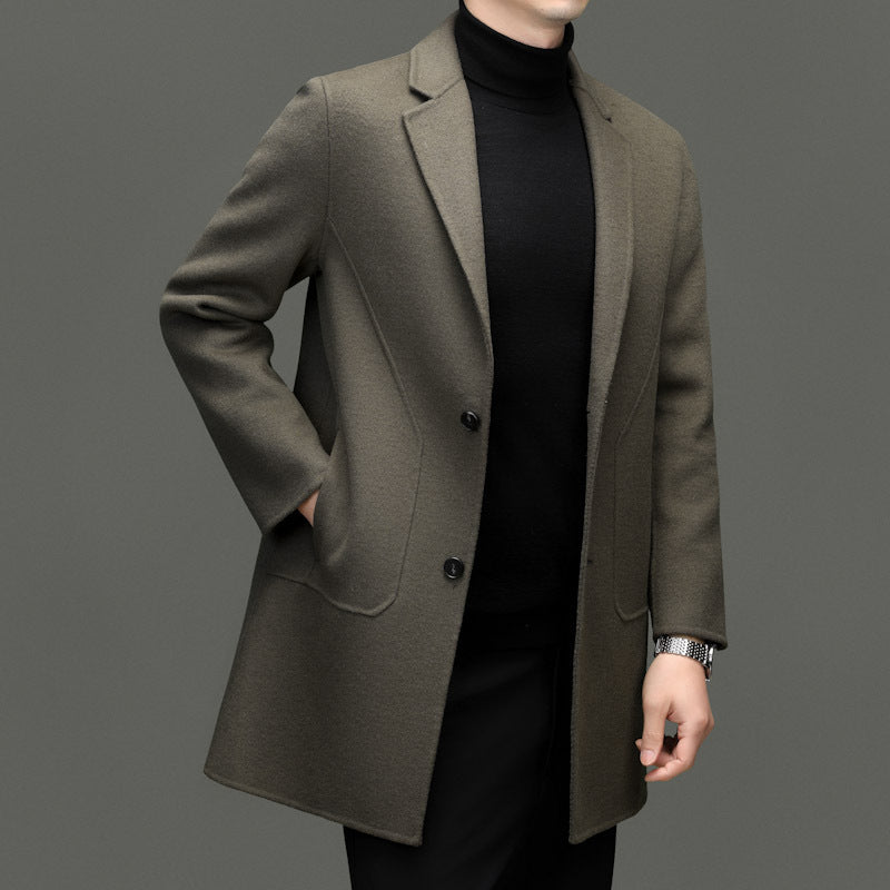 Men's Mid-Length Double-Faced Wool Coat