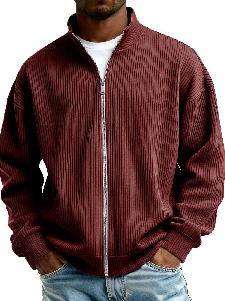 Mens Full-Zip Mock-Neck Sweater New FallWinter Style