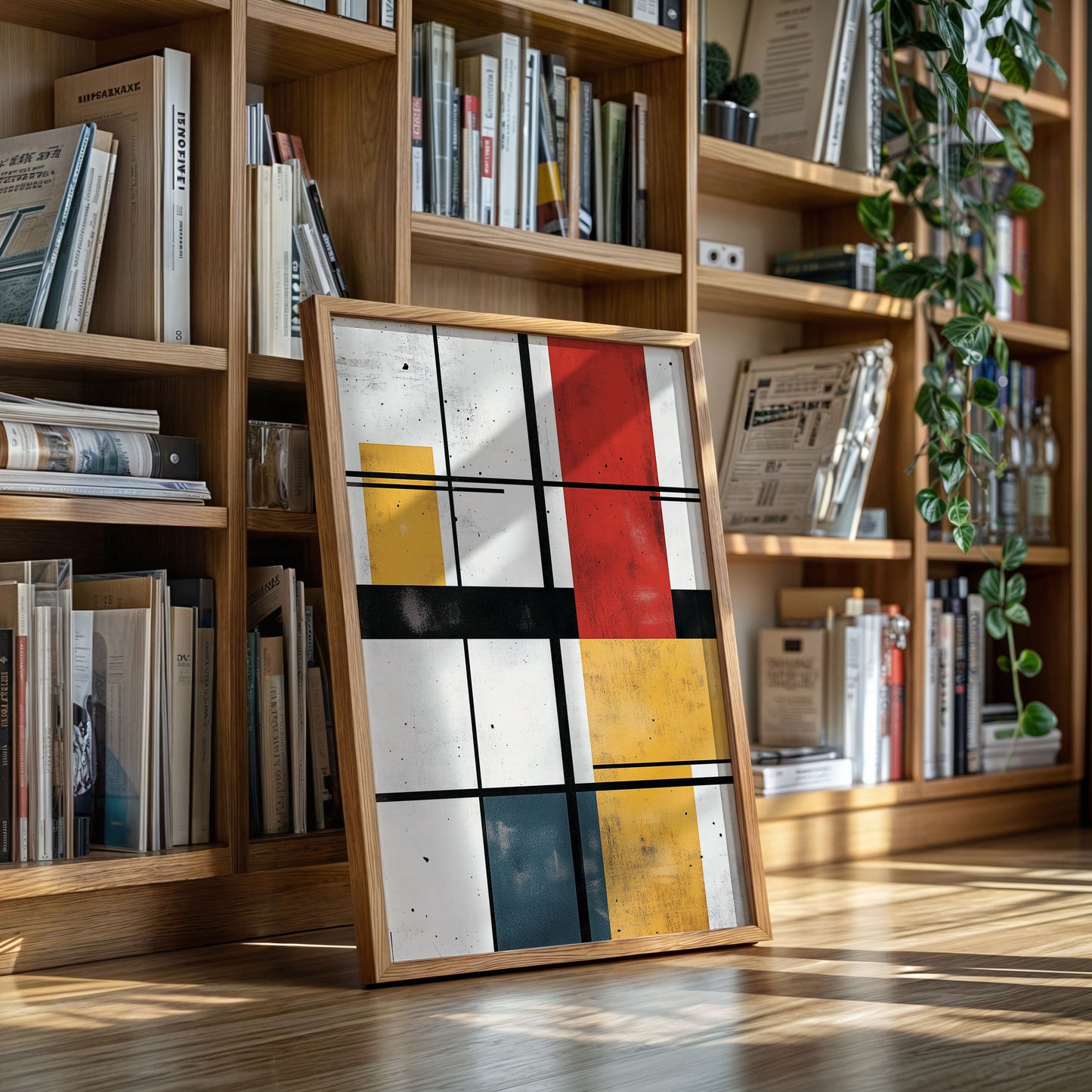 Rythme modulaire – Art de grille aux couleurs primaires abstraites