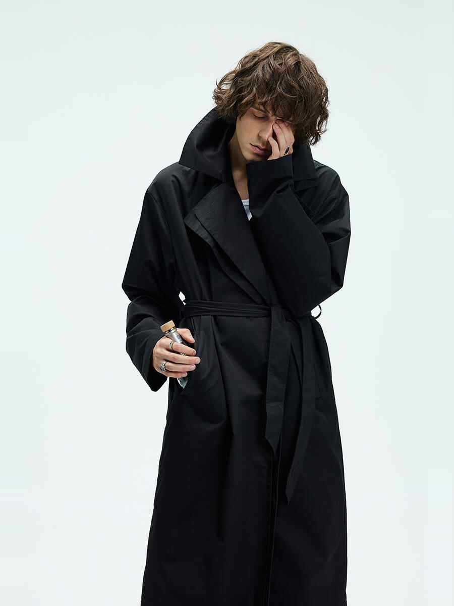Mens Solid-color Loose-fitting Mid-length Coat