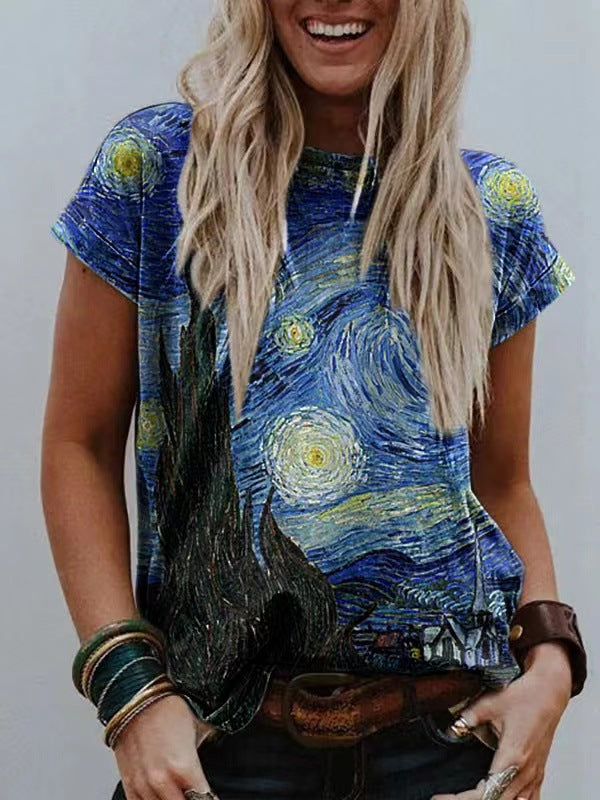 Women's Loose And Casual Fashion Fresh Print T-shirt
