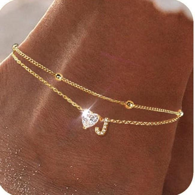 Womens Adjustable Delicate Versatile Double-layer Anklet Set