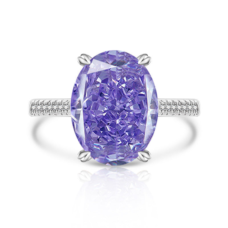 Female Versatile Casual Papalacha High Carbon Diamond Ice Flower Ring