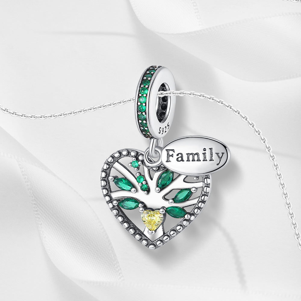 DIY Silver-Plated Pendant Charming Heart Lucky Bracelet Beaded Necklace