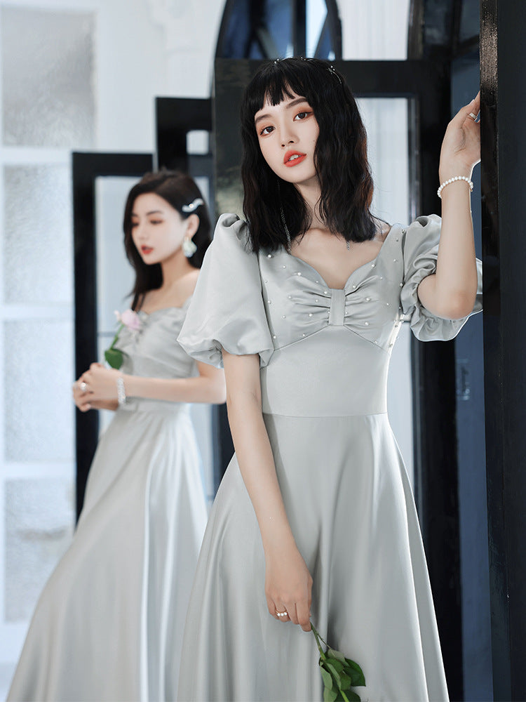 Avocado Green Sisters Group Dress Skirt Women Satin Spring