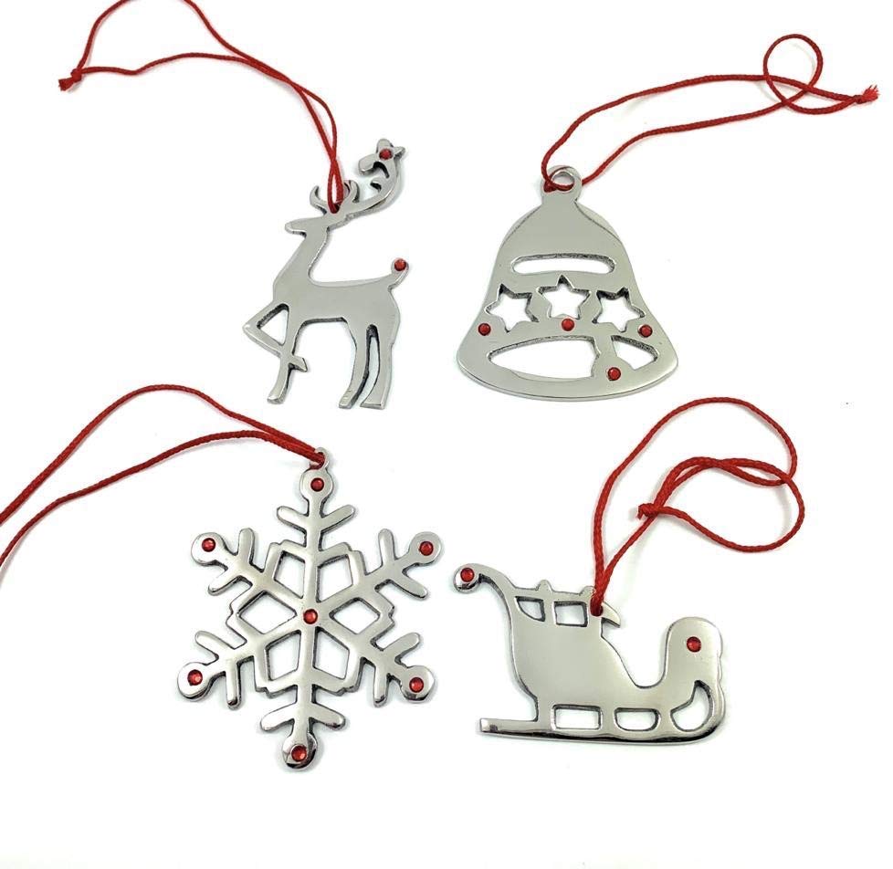 Vibhsa Handmade Christmas Ornaments Set of 8 with Red Ruby