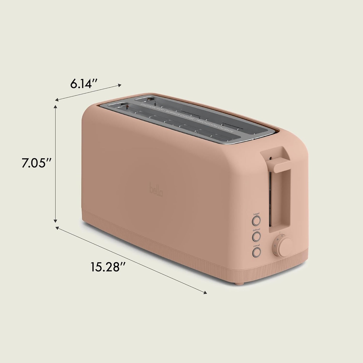 bella 2 Slice Slim Toaster, Fits-anywhere™ Kitchenware, 6 Setting Shade Control with Reheat & Cancel Buttons, Fits sourdough, 10” Long Slot, Anti Jam & Auto Shutoff, 900 Watt, Oatmilk