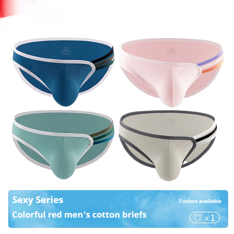 Men's T-shape Rainbow Cotton Breathable Sexy High Elastic Briefs U Bag
