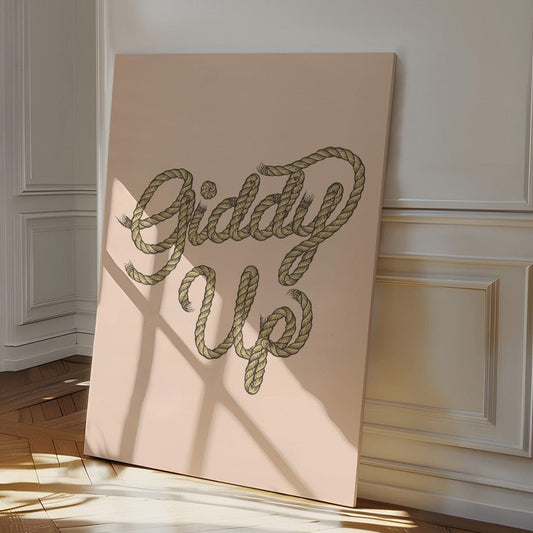 Impression typographique Giddy Up Rope – Décoration murale de cowboy western