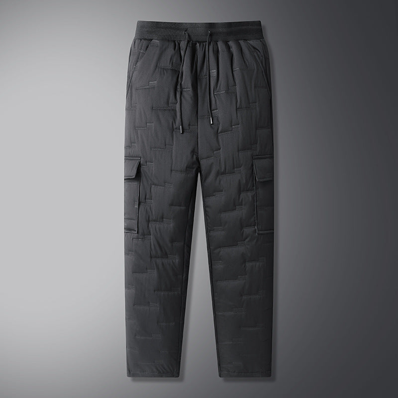 Thickened Plus-size Long Pants With Multiple Pockets For Fall And Winter