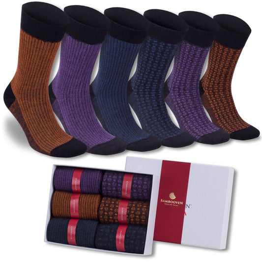 Chaussettes habillées et chaussettes de costume en bambou pour homme, lot de 6 - 626