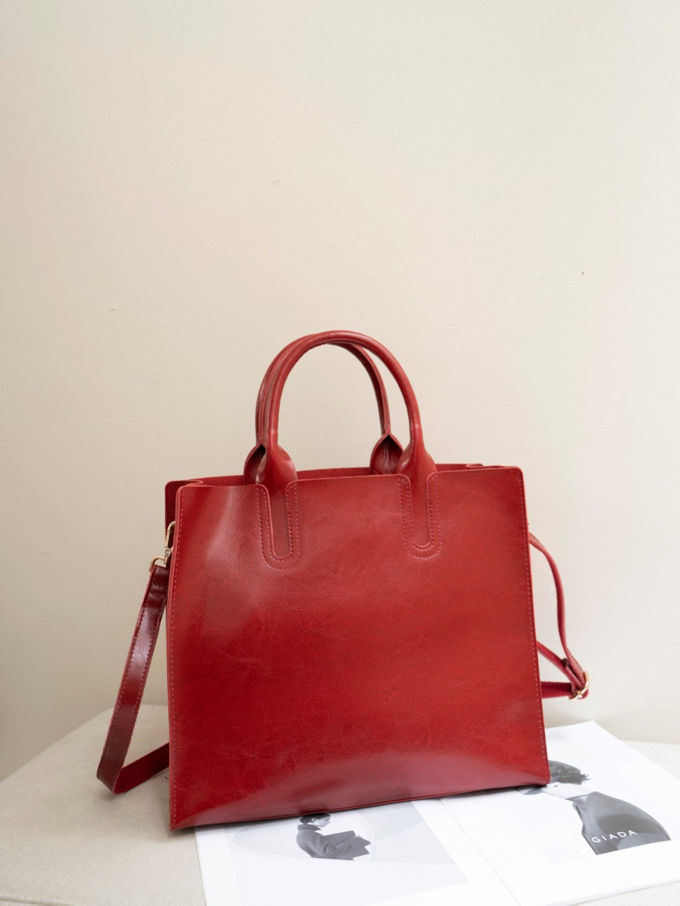 Genuine Leather Women's Bag, Cross-border Commuting, Oiled Wax Cowhide Handbag, Large Capacity Tote, Single Shoulder And Crossbody Square Bag