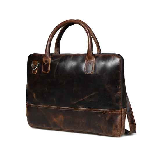 Moderne Ledertasche für Laptops – Dunkelbraun