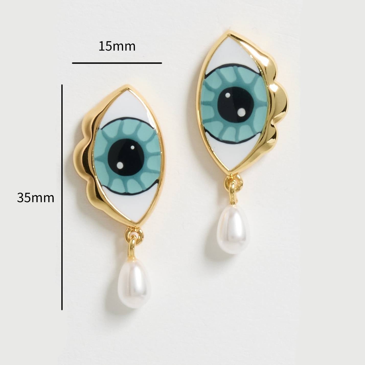 Stainless Steel Blue-eyed Pearl Earrings