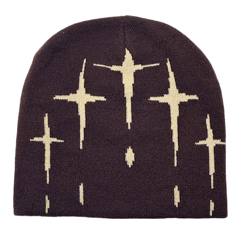 Starry Y2K Trendy Retro Knit Unisex Cross Knit Cap