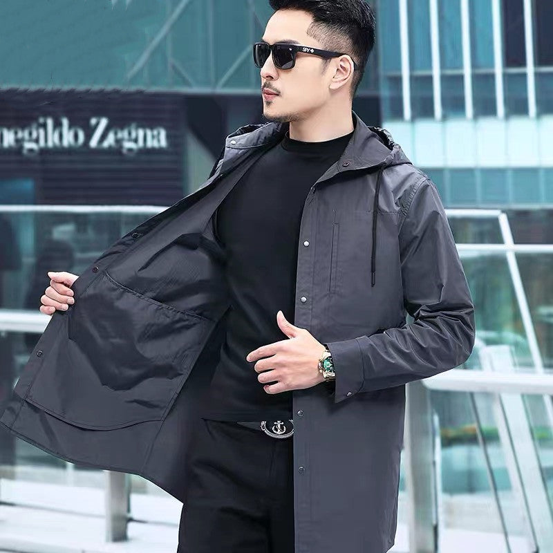 Mens Casual Mid-length Trench Coat