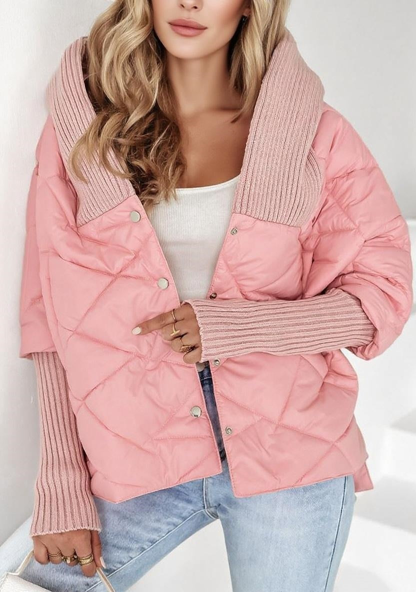 Women's Diamond Lattice Hooded Casual Long Sleeve Coat
