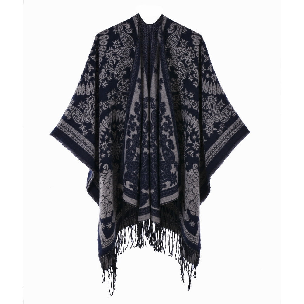 Tasseled Thickened Warm Faux-cashmere Shawl
