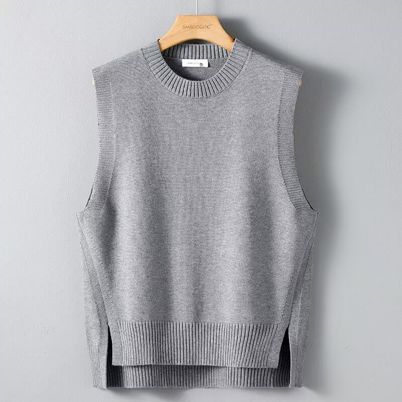 Mens Solid-Color Versatile Split Vest