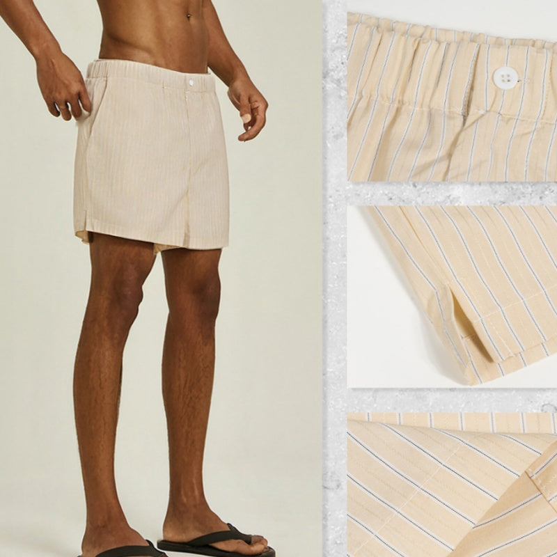 Mens Summer Lightweight Loose-fit Striped Ultra-short Shorts Minimalist Style