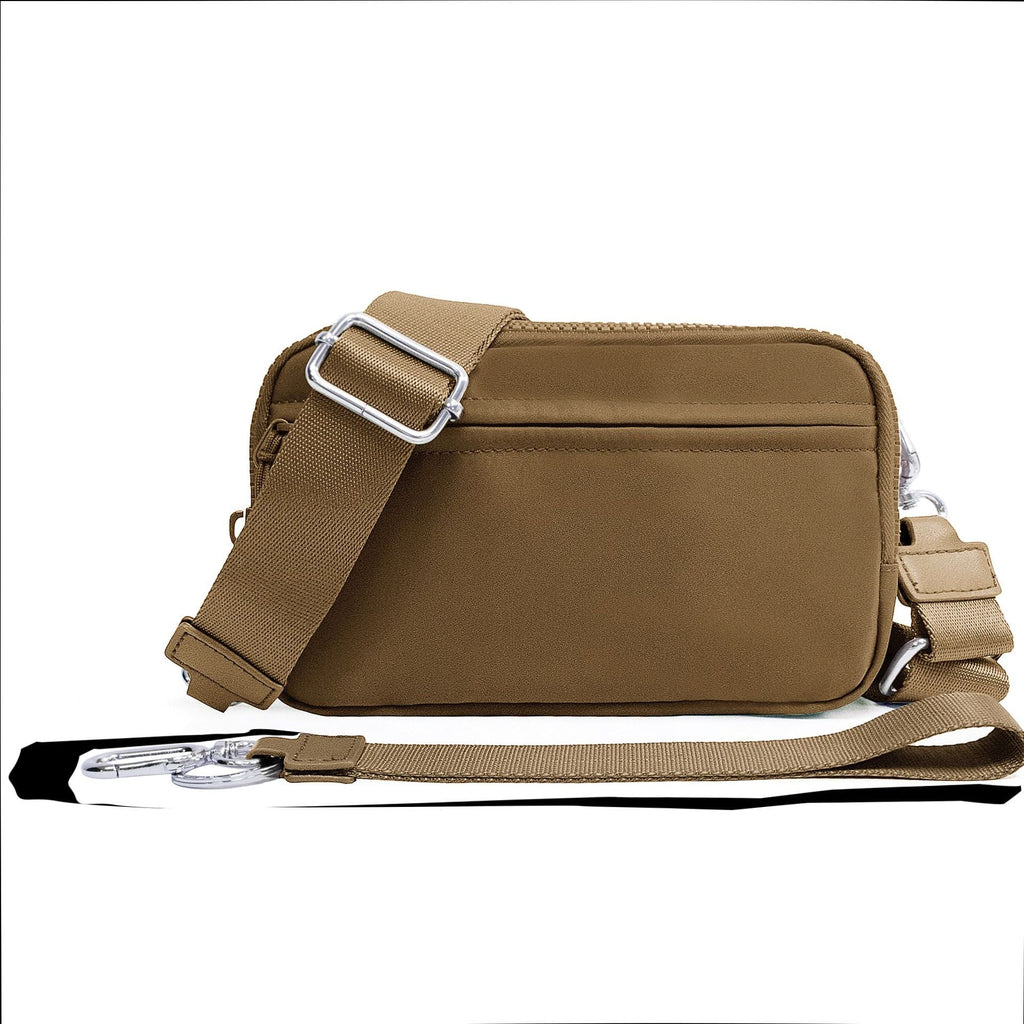Mens Double-Layer Polyester Waterproof Crossbody Waist Bag