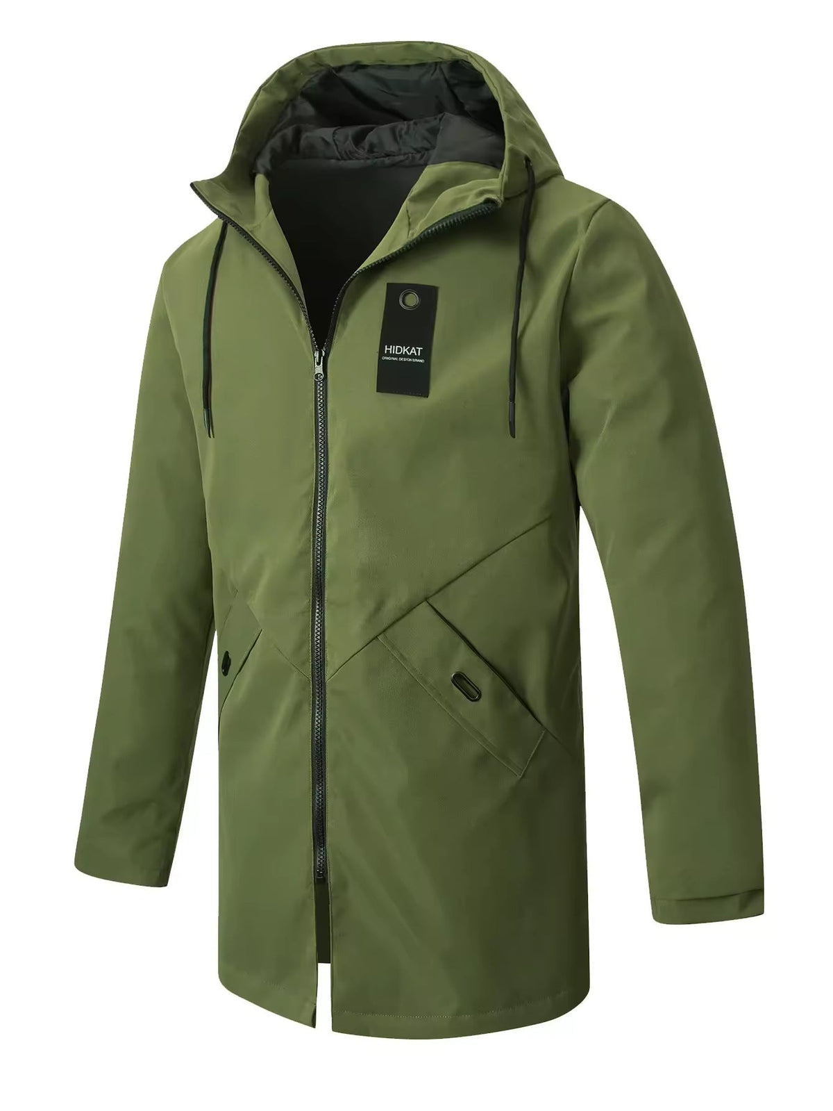 Mid-length Men's Hooded Casual Workwear Shell Jacket Windproof Jacket
