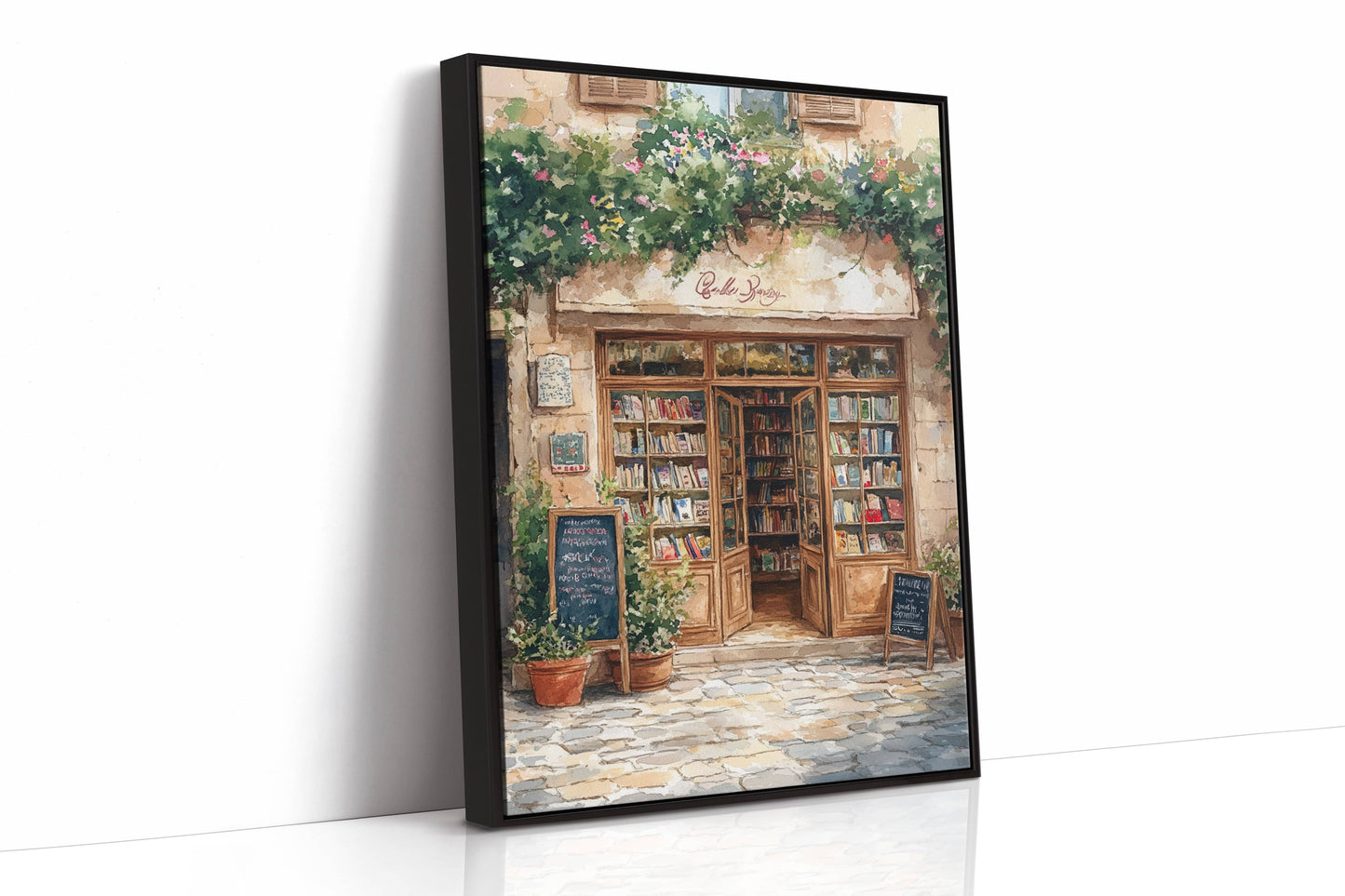 Charming French Bookstore – Vintage European Street Scene Wall Art