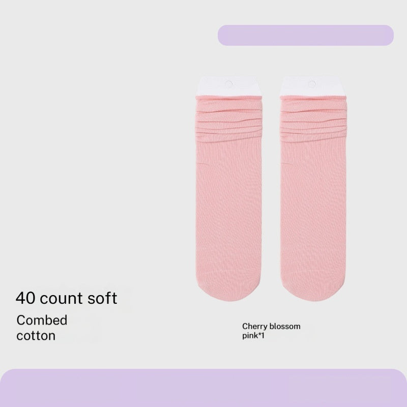 Combed Cotton Sweat-absorbent Deodorant Solid-color Knee-high Socks