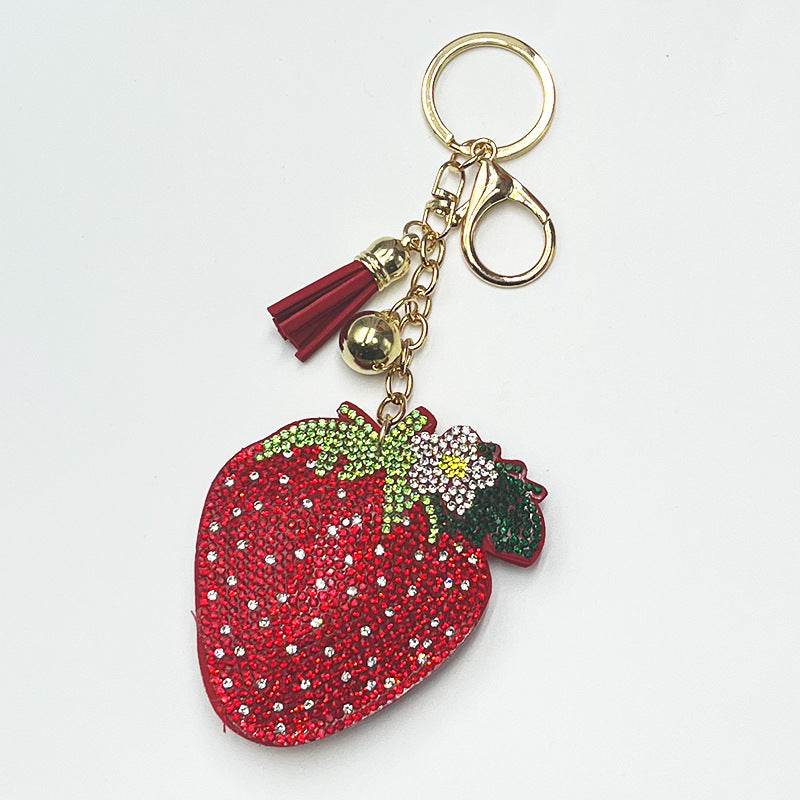 New Diamond-encrusted Strawberry Keychain