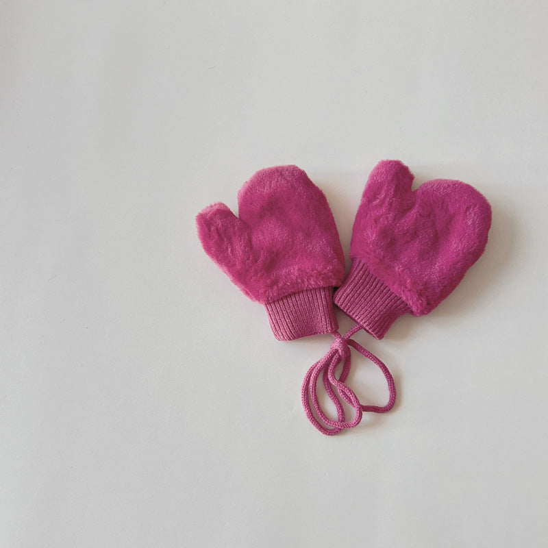 Fleece-lined Warm Finger Halter Baby Gloves
