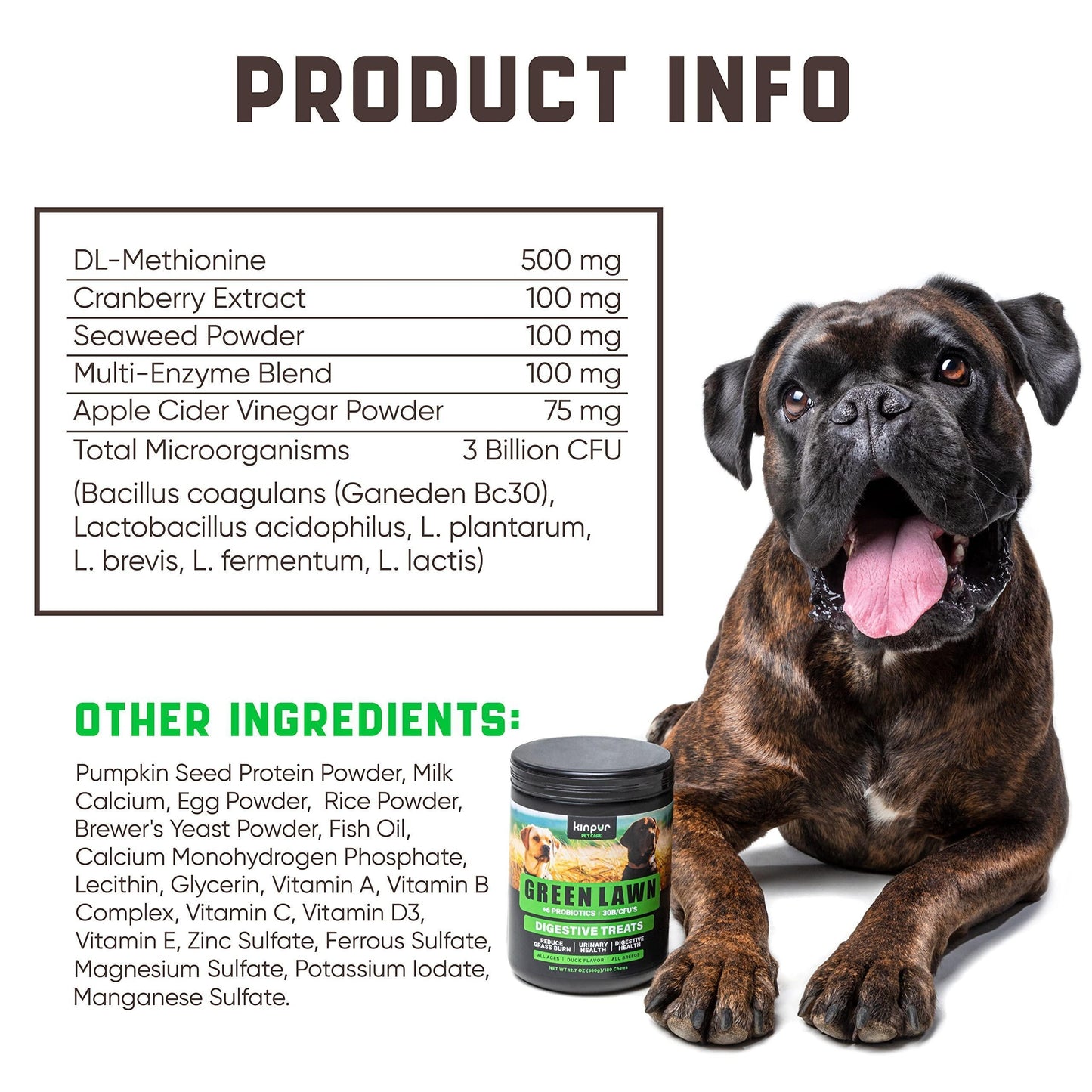 Green Lawn Chews for Dogs Urine Neutralizer Cranberry ACV & Enzymes