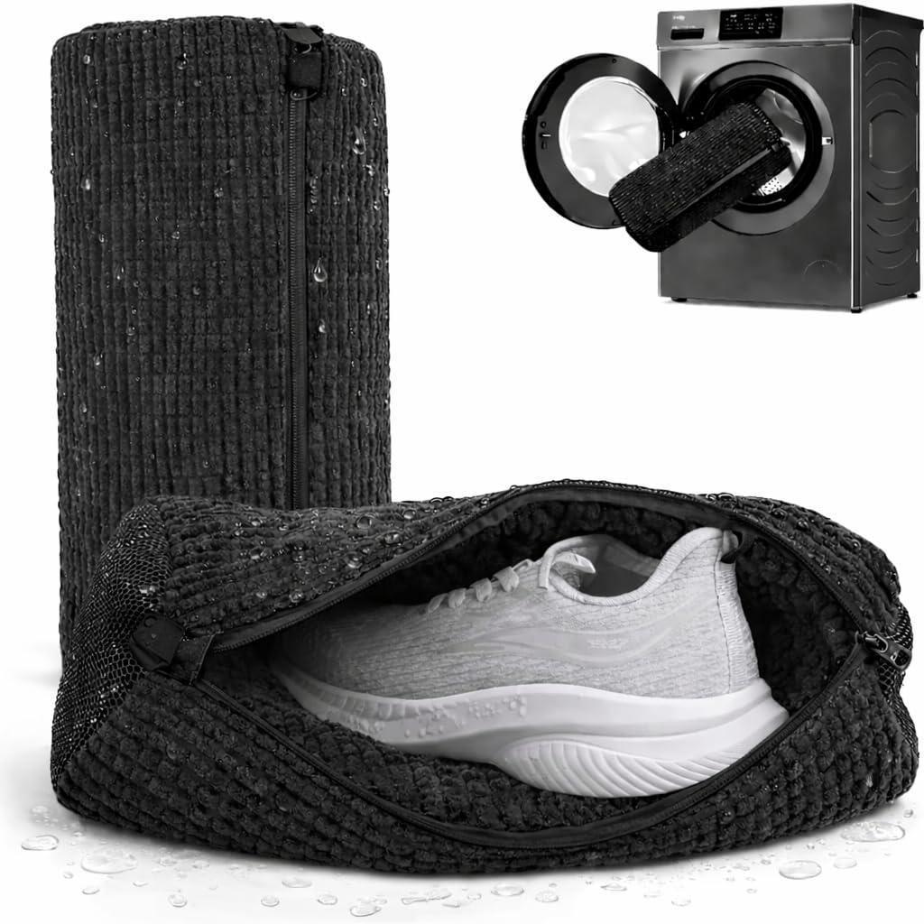 Shoe Washing Machine Bag 2 Pack for Washer & Dryer Thick Padded Sneaker Laundry Bags with Mesh Panels Zipper Protective Shoe Washer Bag for Running & Gym Shoes