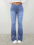 Denim High-rise Slim-fit Slightly Flared Pants That Create A Slimming Look