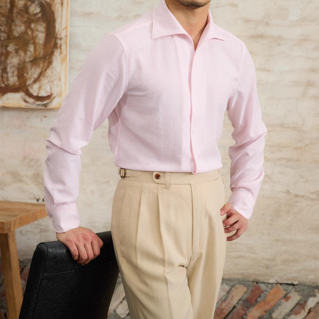 Striped Long Sleeved Shirt Slim Fit Shirt For Men