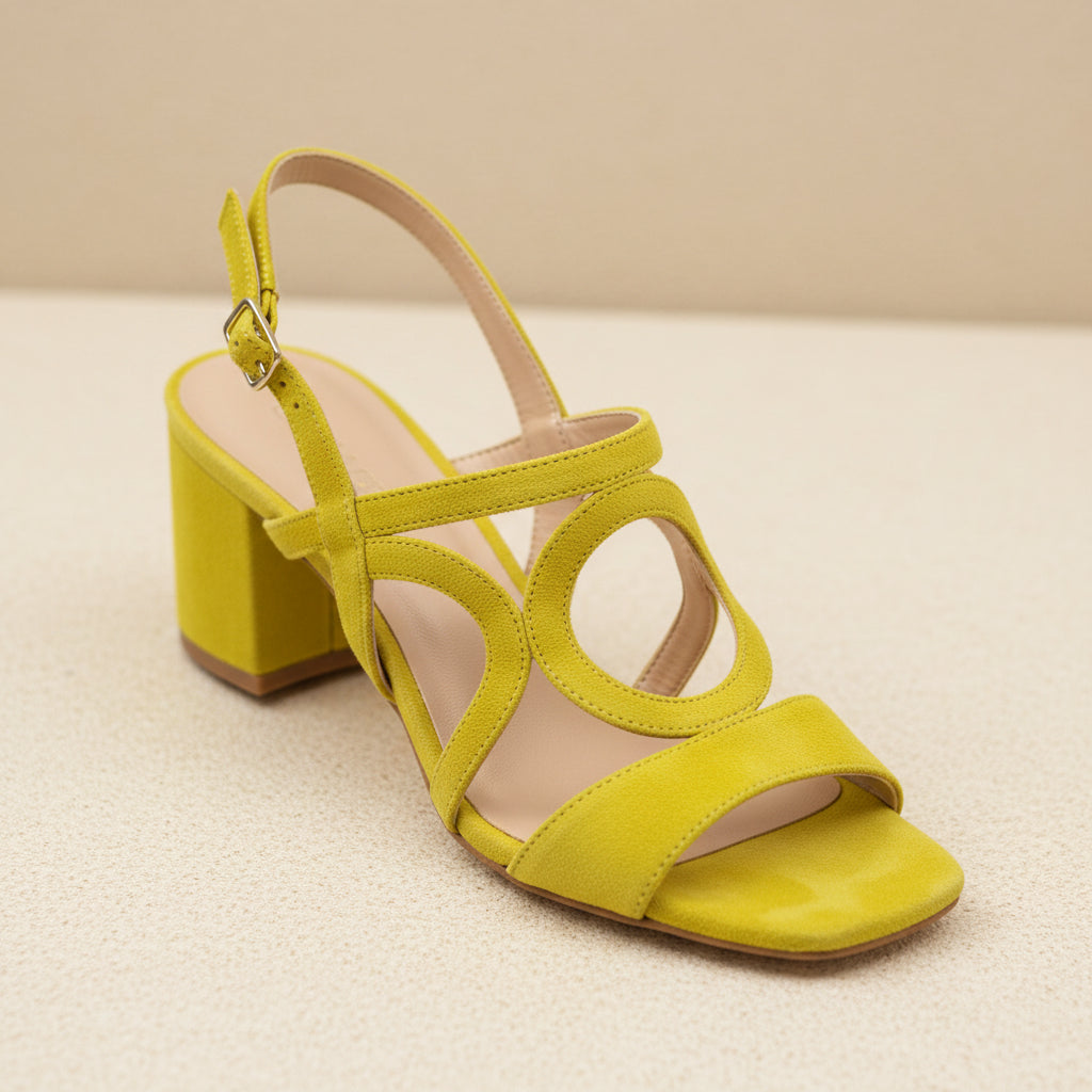 Women's Suede Hollow-Out Buckle Strap High Heel Sandals