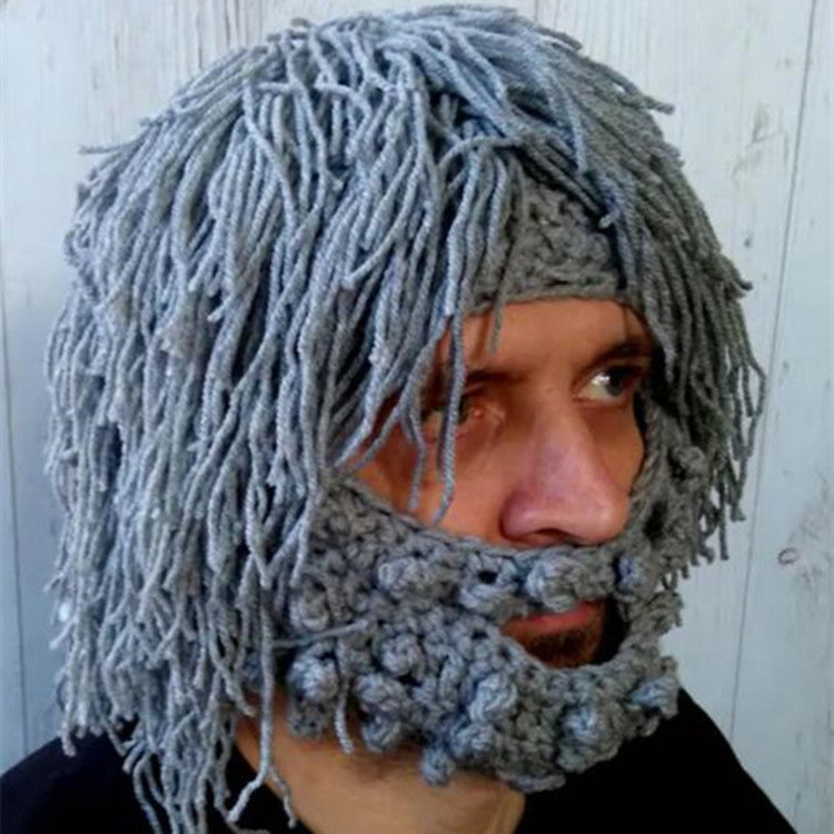 Creative Knitted Ski Hat With A Wig Beard