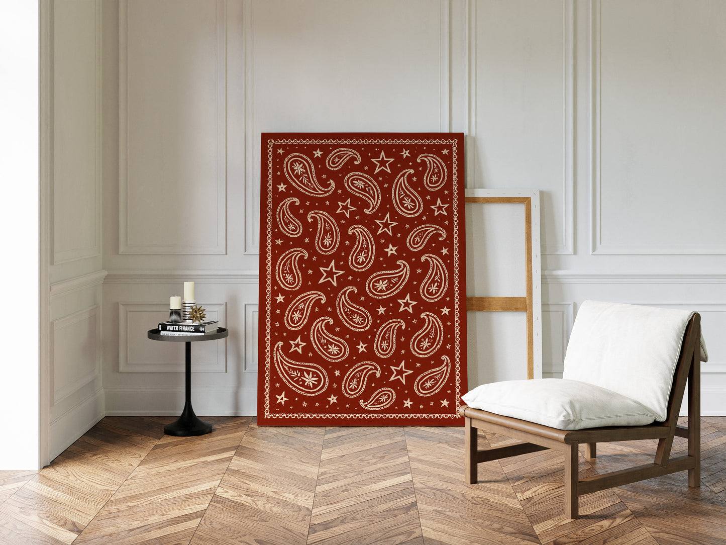 Vintage rotes Bandana mit Sternen und Paisley-Muster