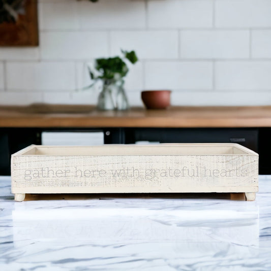 Gather Wooden Tray Long Box Centerpiece 20x12 Rustic Handmade Planter Decorative Storage